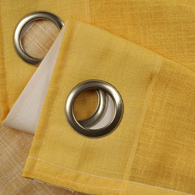 Ombriette Linen Texture Sheer Curtain (Yellow, Blue) - Set Of Two media 6