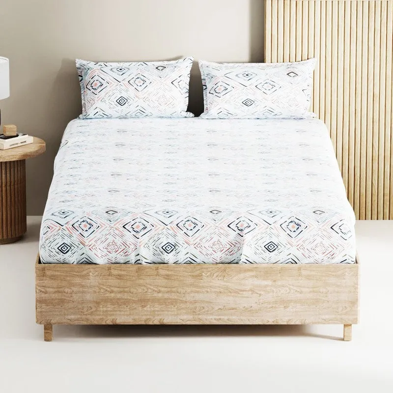 Zynor Cotton Bedsheet (Blue,White) - 144 TC media 3