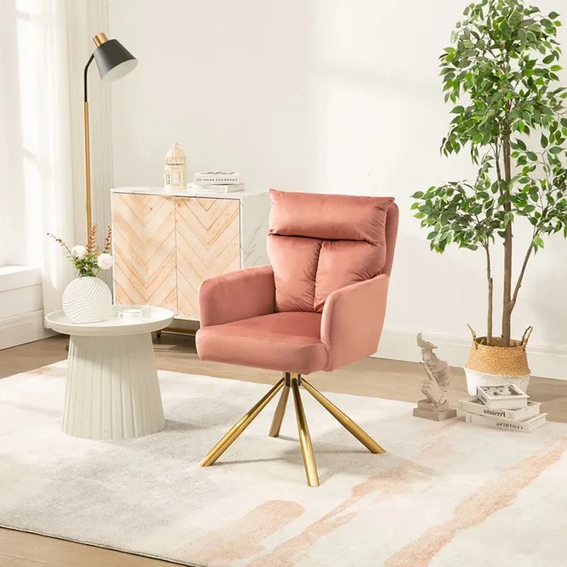 Arvella Neem Wood Accent Chair - Pink media 3