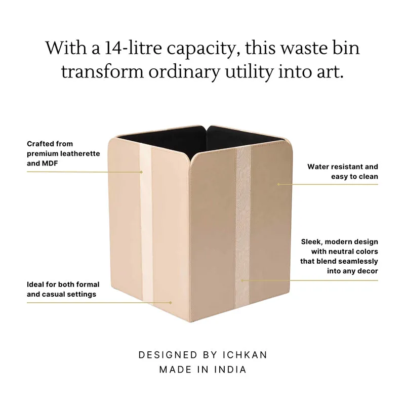 Veltrix Faux Leather Dust Bin - Beige media 7