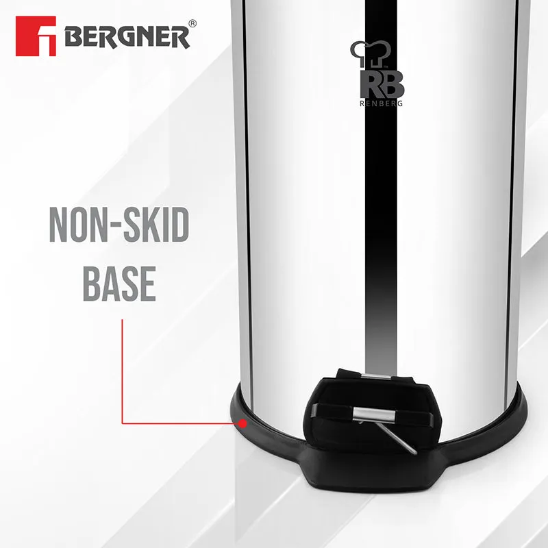 Bergner Silver Step Stainless Steel Pedal Dust Bin - 12,000 mL media 7