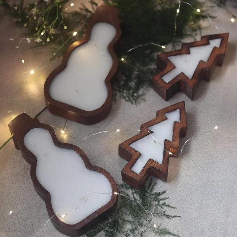 Finora Christmas Tree & Snowman Soy Wax Candle - Set Of Two media 1