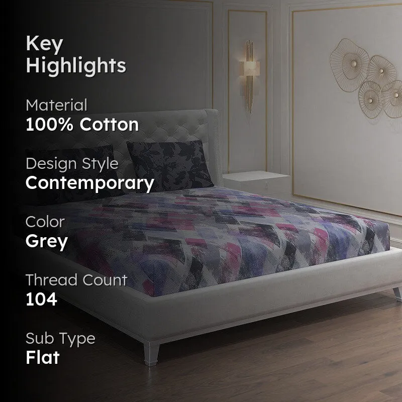 Monte Carlo Modern Muse Cotton Bedsheet (Grey) - 104 TC media 2