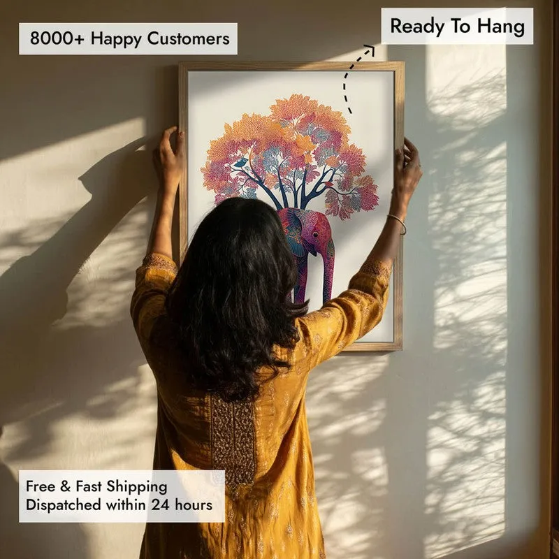 Gajra Canvas Wall Painting With Brown Frame media 9