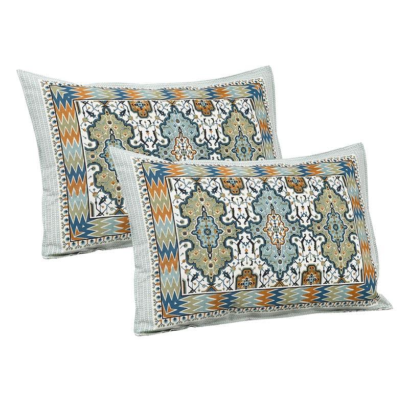 Baneeta Ethnic Bedshhet - Blue & Green Cotton Bedsheet - 180 TC media 6