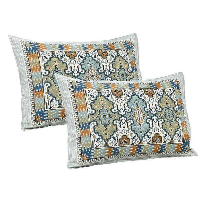 Baneeta Ethnic Bedshhet - Blue & Green Cotton Bedsheet - 180 TC media 6