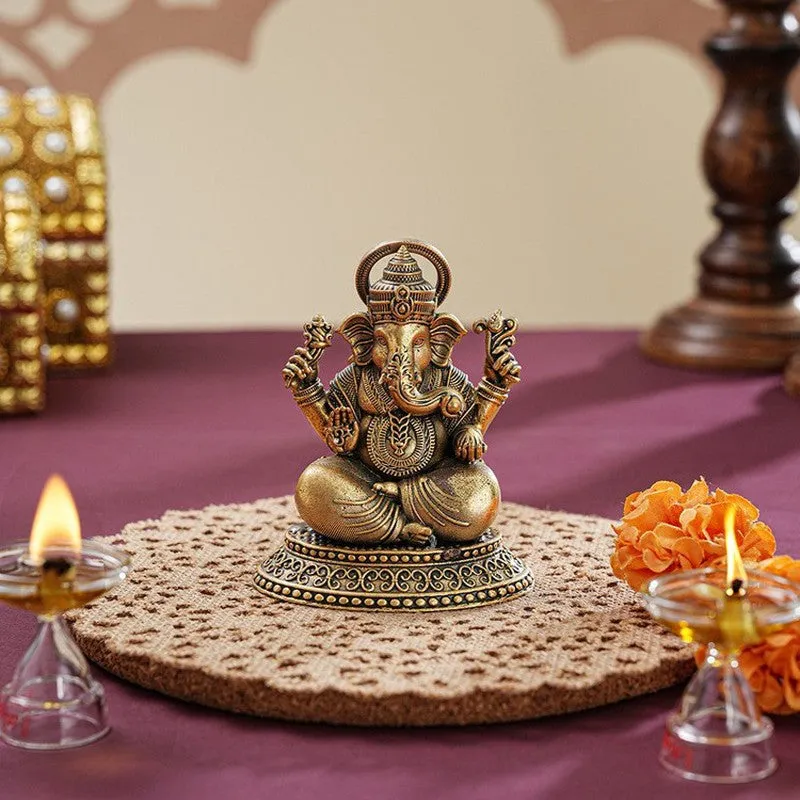 Divyanta Brass Ganapati Sitting Idol media 1