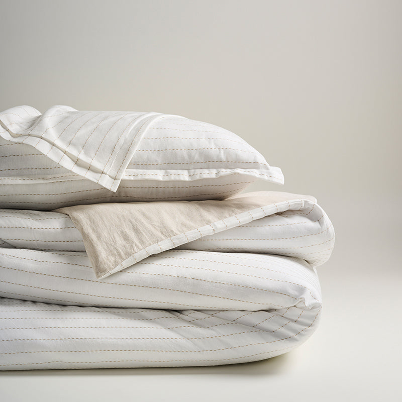 Almond Glow Chambray Duvet Cover media 4