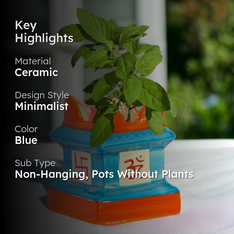 Adya Tulsi Planter - Blue & Orange media 2
