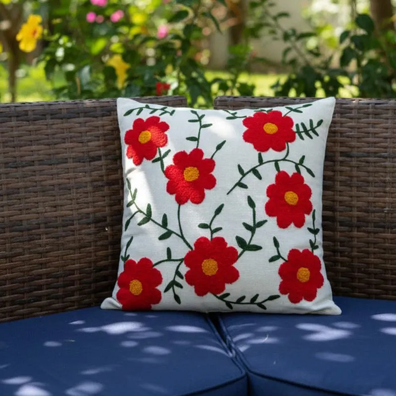 Floral Tuft Cotton Cushion Cover media 3