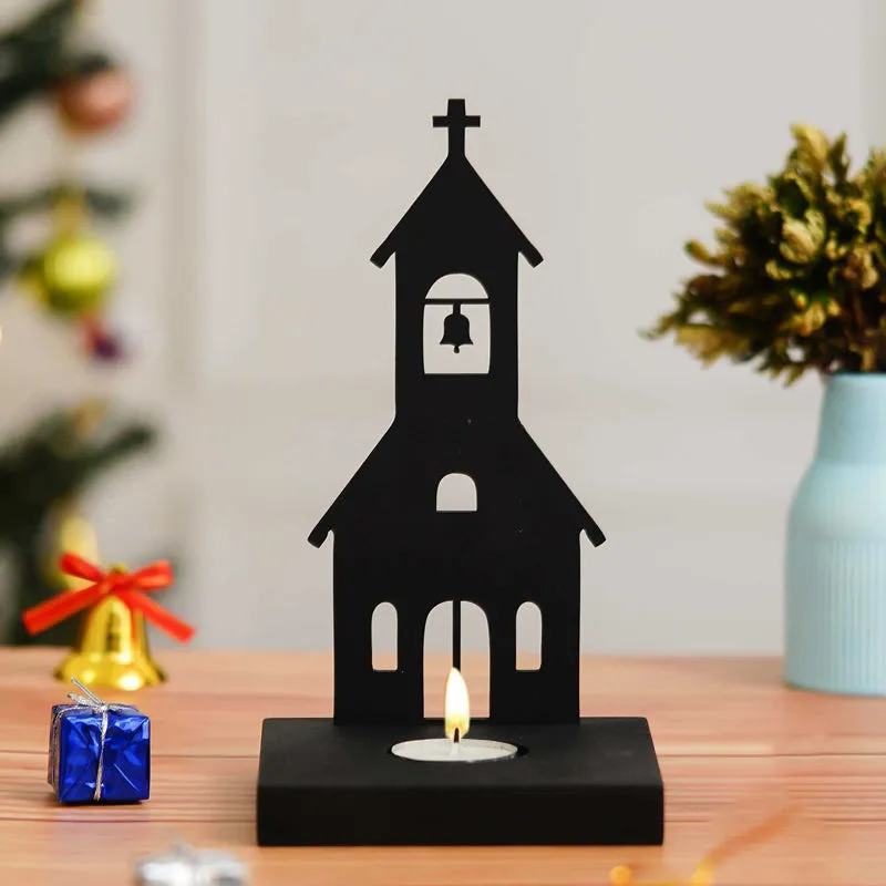 Steaple Of Light Wood Tea Light Holder - Black media 3