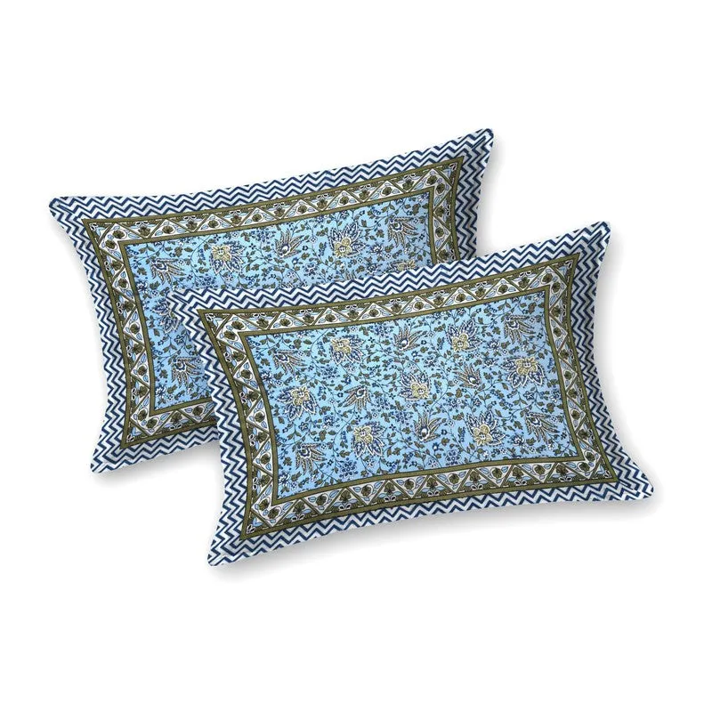 Geora Cotton Bedsheet (Blue,Green) - 240 TC media 4