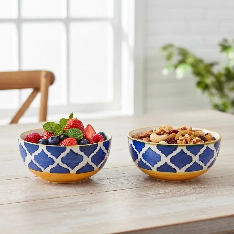 PetalEdge Ceramic Snack Bowls (Blue, 200 mL Each) - Set Of Two media 1