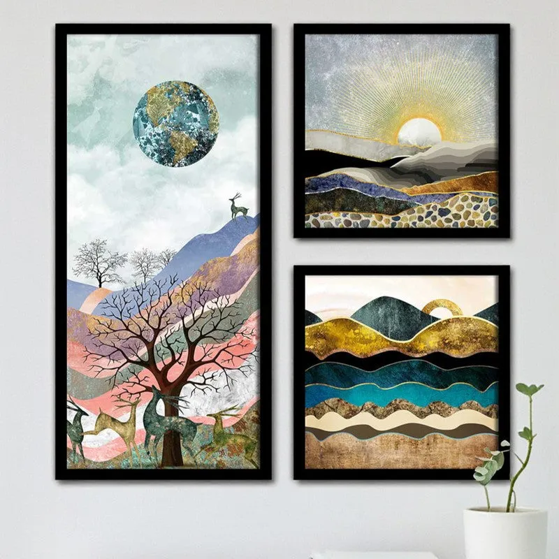 Mountain View Wall Art - Set Of Three media 1