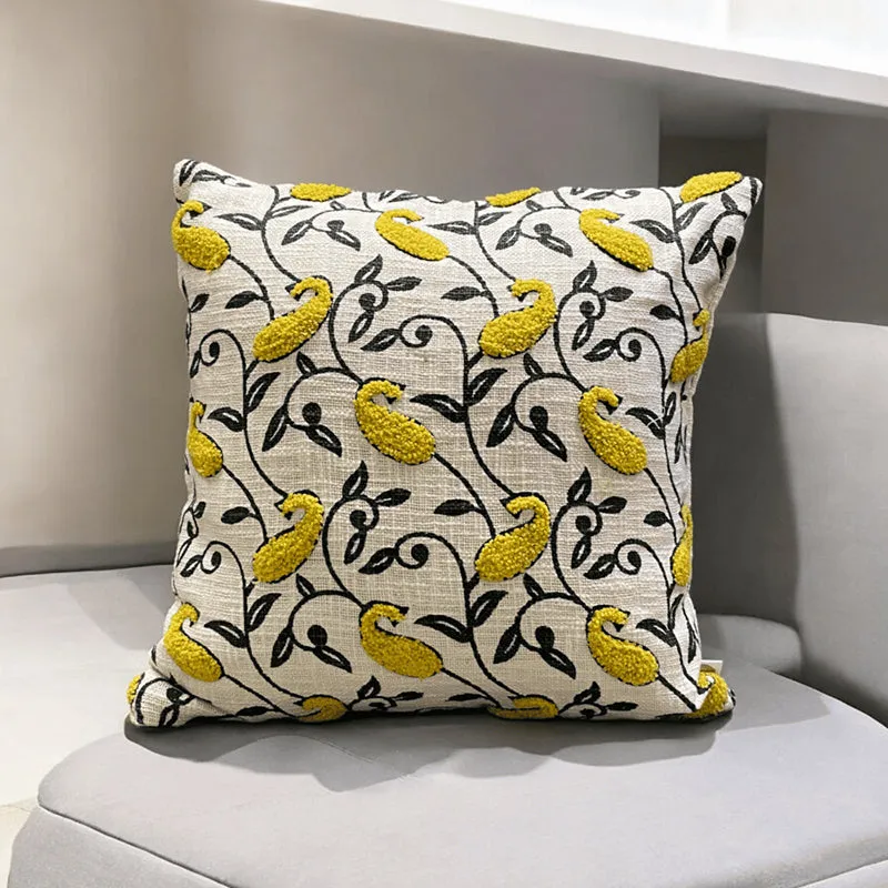 Tuft Tales Tufted Cushion Cover (Yellow & White) - Set Of Three media 5