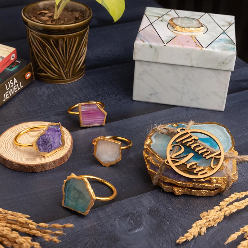 Vita Agate Coaster With Napkin Ring - Eight Piece Set media 4