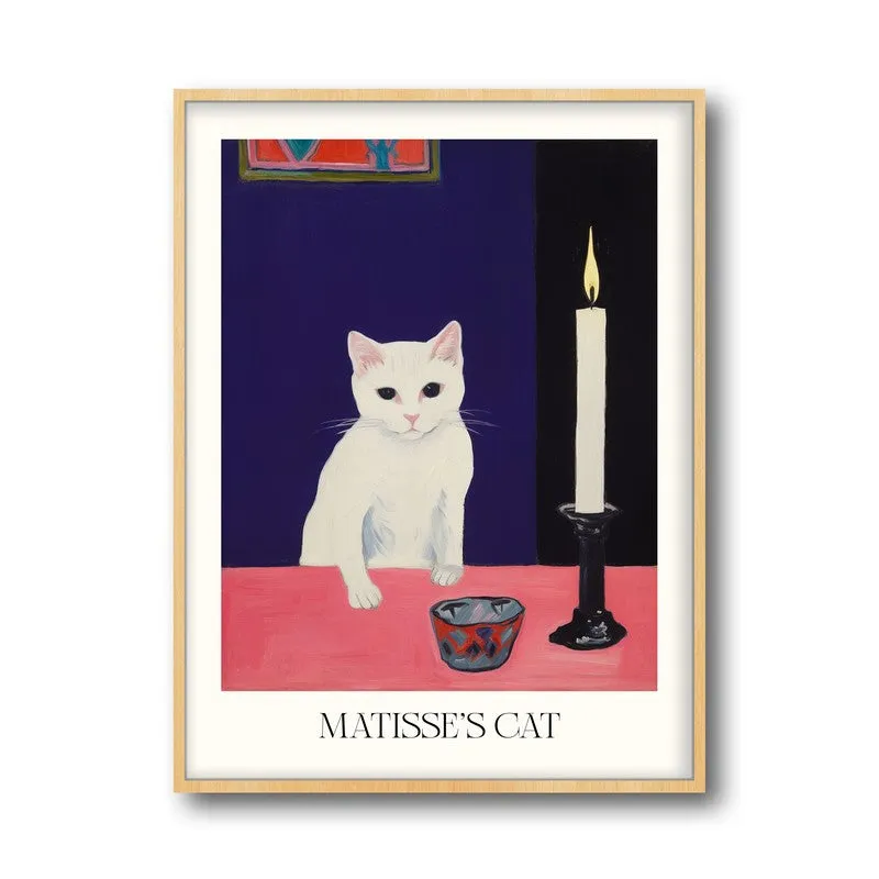 Matisse's Cat Inspired by Henri Matisse Archival Canvas Wall Art - Natural Brown Frame media 5