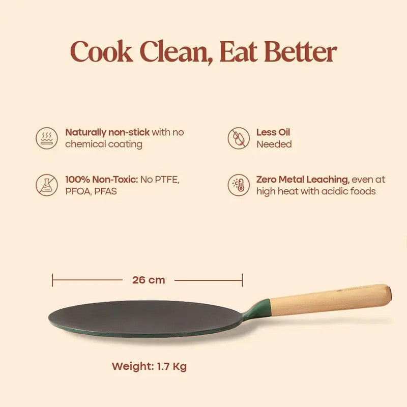 Cumin Co Enamel Cast Iron Roti Tawa - Green media 13