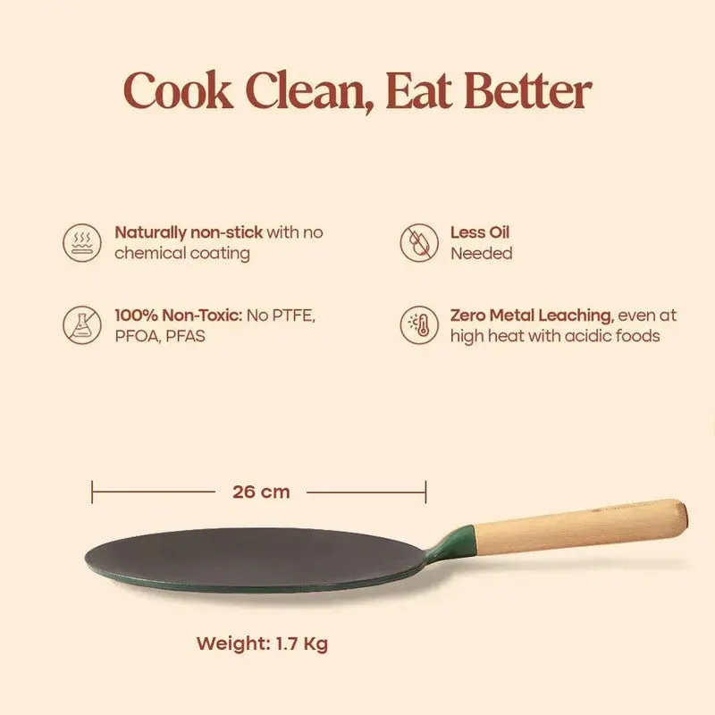Cumin Co Enamel Cast Iron Roti Tawa - Green media 13