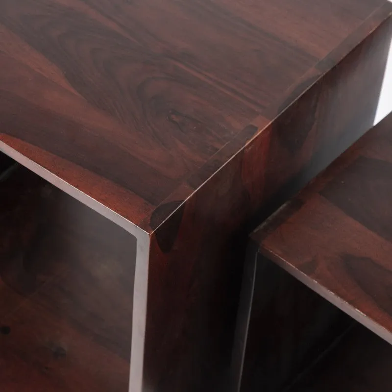 Tverox Sheesham Wooden Side & Bedside Table (Brown) - Set Of Three media 8