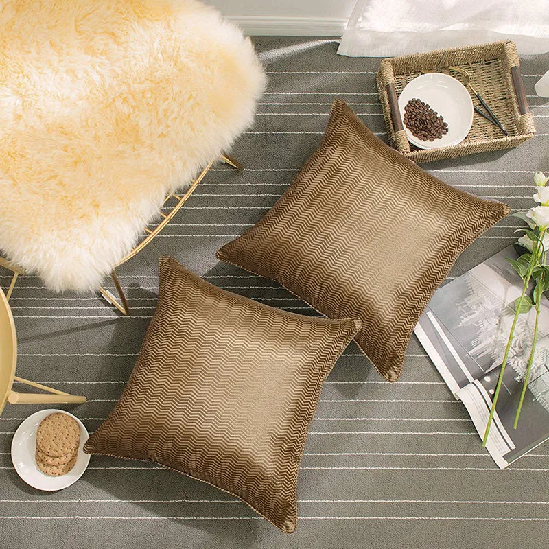 Silk Nest Woven Cushion Cover (Gold) - Set Of Two media 3