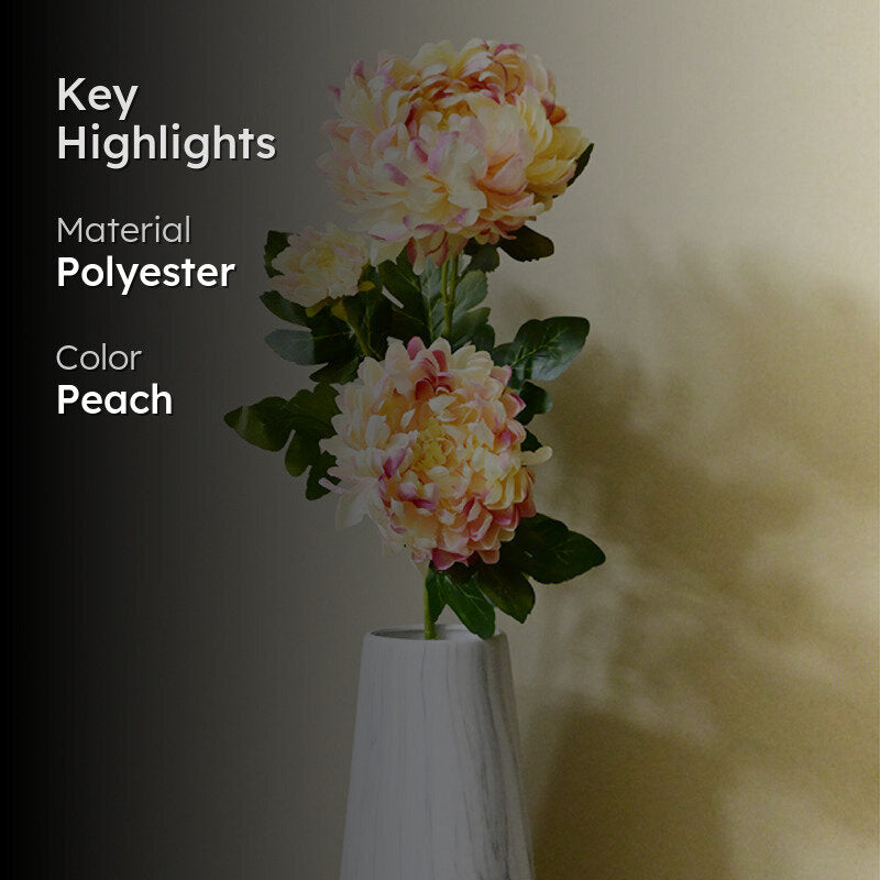 Artificial Peony Flower Stick - Peach & Green media 2