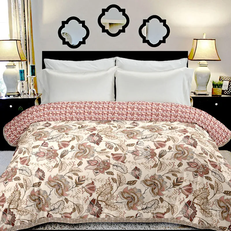 Satrangi Swirl Floral Cotton Dohar (Peach) - 210 TC media 1