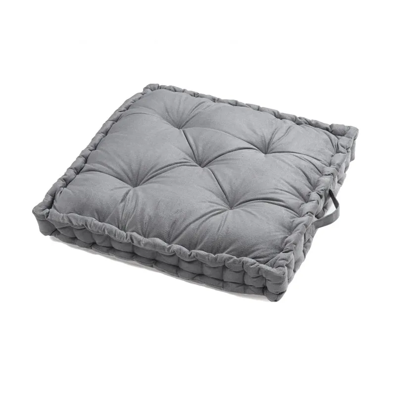 Thera Velvet Cotton Floor Cushion (Grey) - Set Of Two media 5