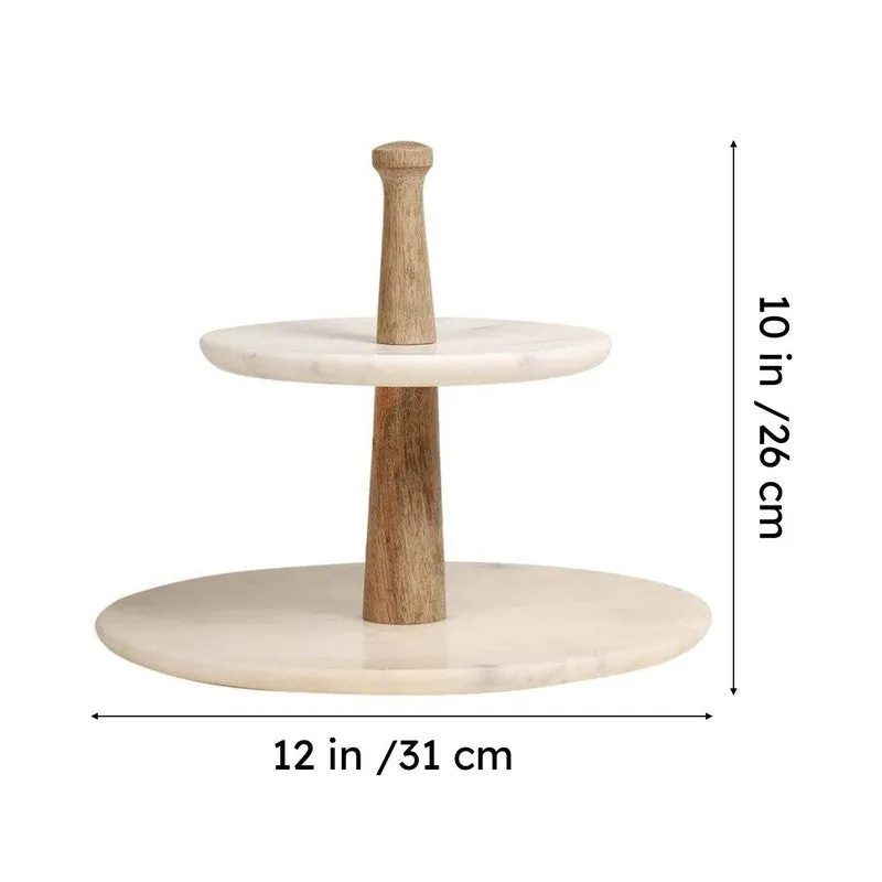 Orange Tree Damas Two Tier Cake Stand (Marble,Wood) media 7