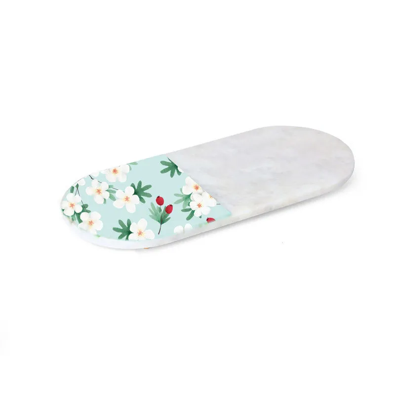 Ovelta Daisy Printed (Marble,Brass) Marble Platter - Set of Two media 3