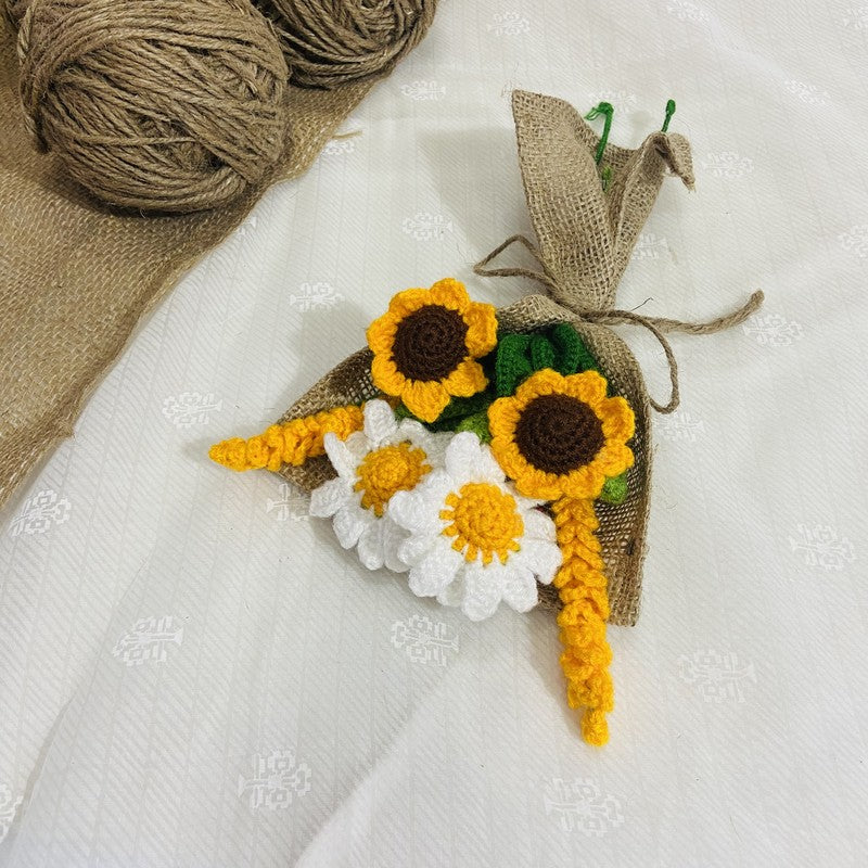 Crochet Handmade Sunflower Bouquet (Yellow) - Set Of Six media 3