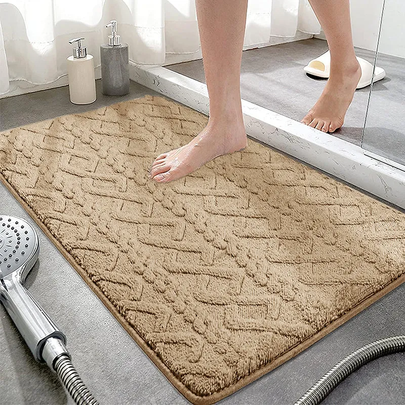 Interlocked Step Microfiber Bath Mat - Beige media 6