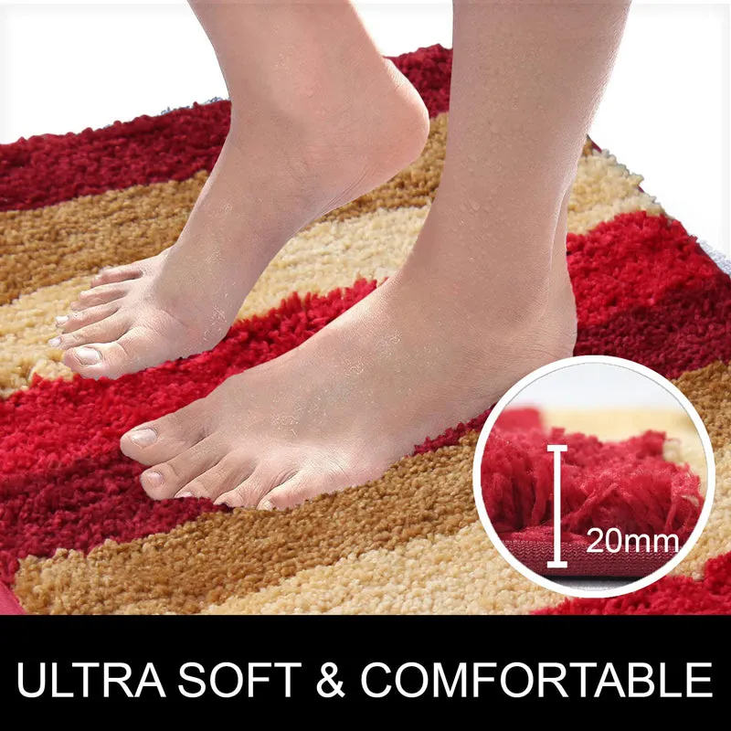 Jericho Luxe Bath Mat - Red, Beige media 4