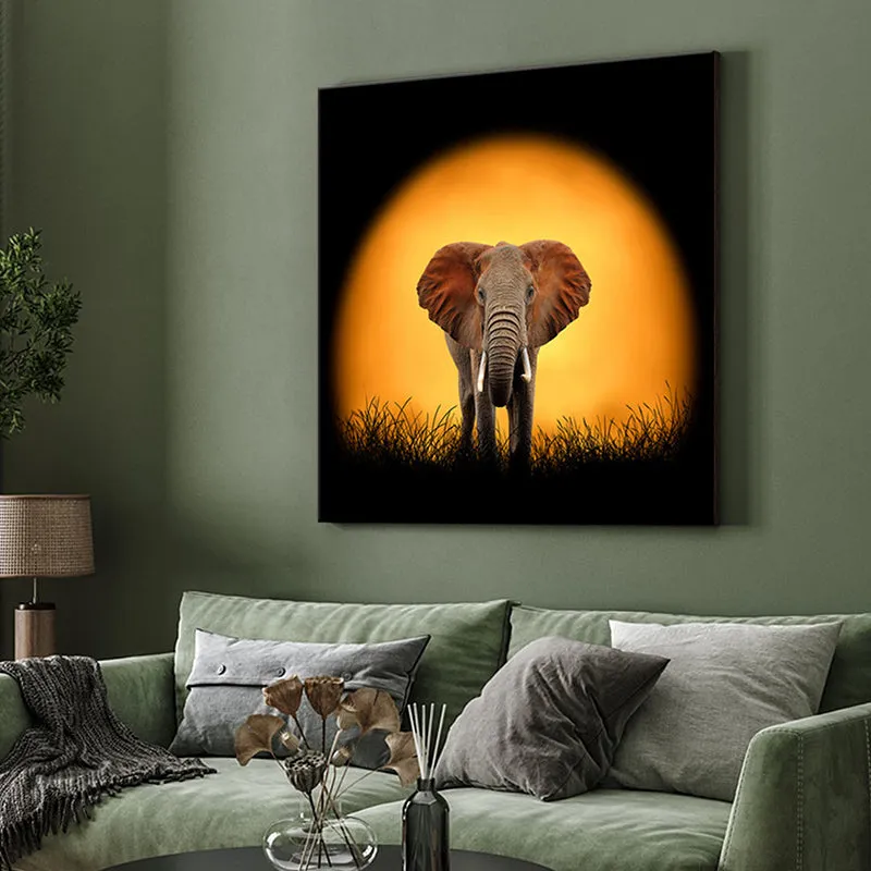 Elephant At Sunset Wall Painting media 4