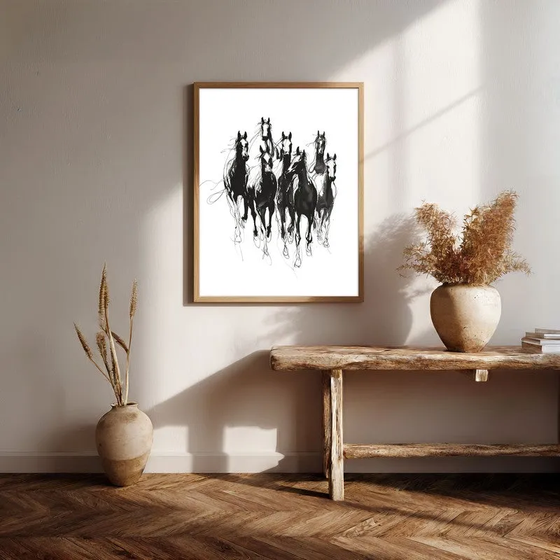 Spirit Horse Canvas Wall Painting With Brown Frame media 7