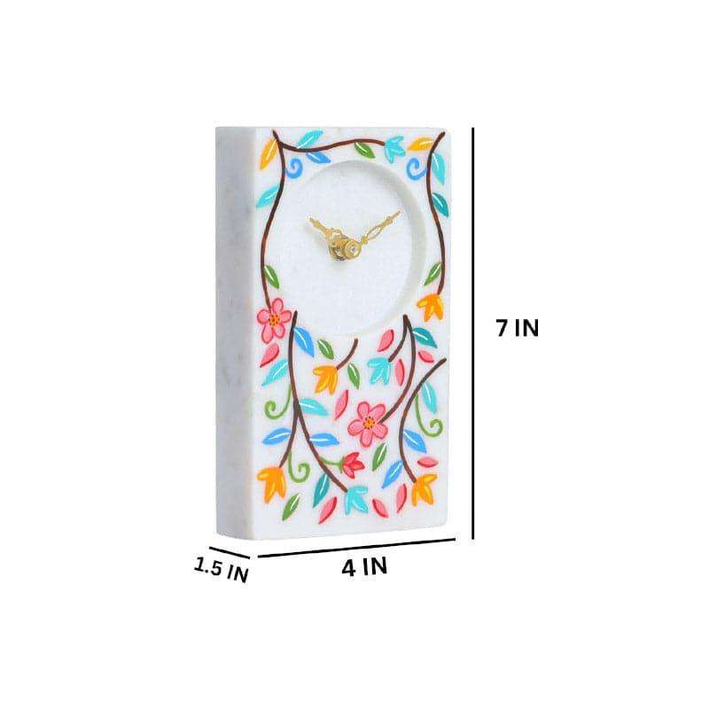 Flora Fall Hand Painted Marble Table Clock media 3
