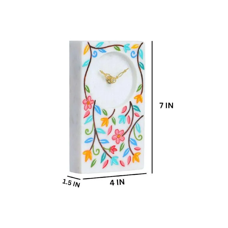 Flora Fall Hand Painted Marble Table Clock media 3