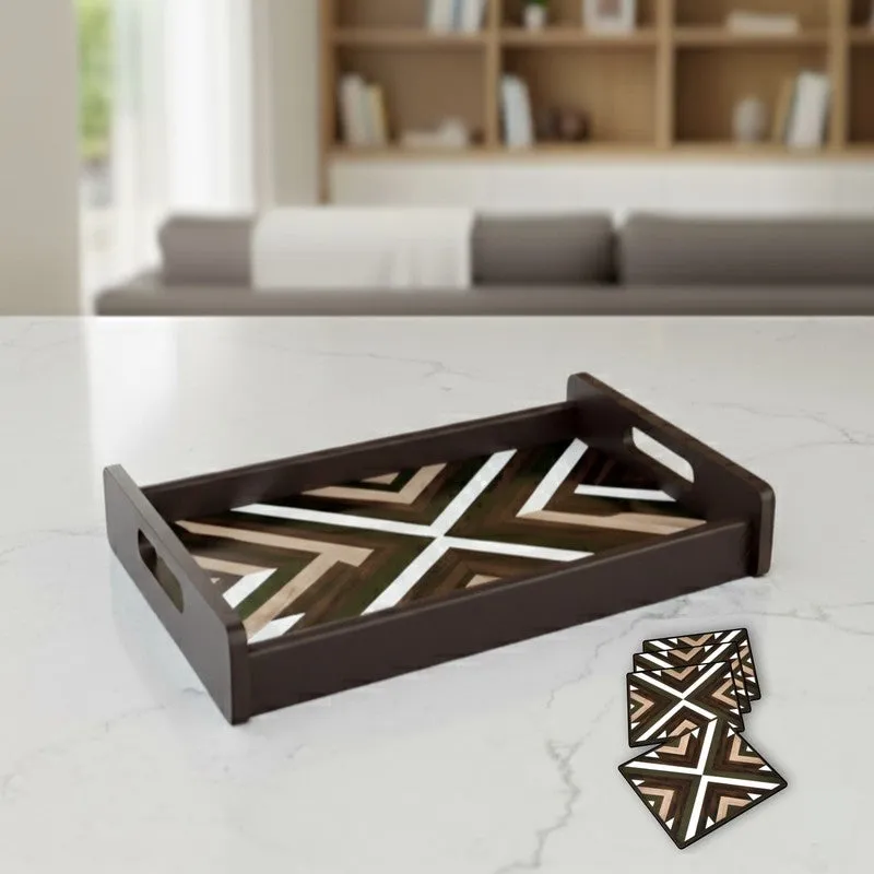 Timber Treasure Serving Tray with 4 Coasters - Five Piece Set media 3