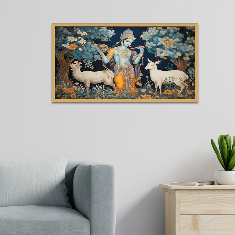 Krishna Bhavana Canvas Wall Painting With Frame