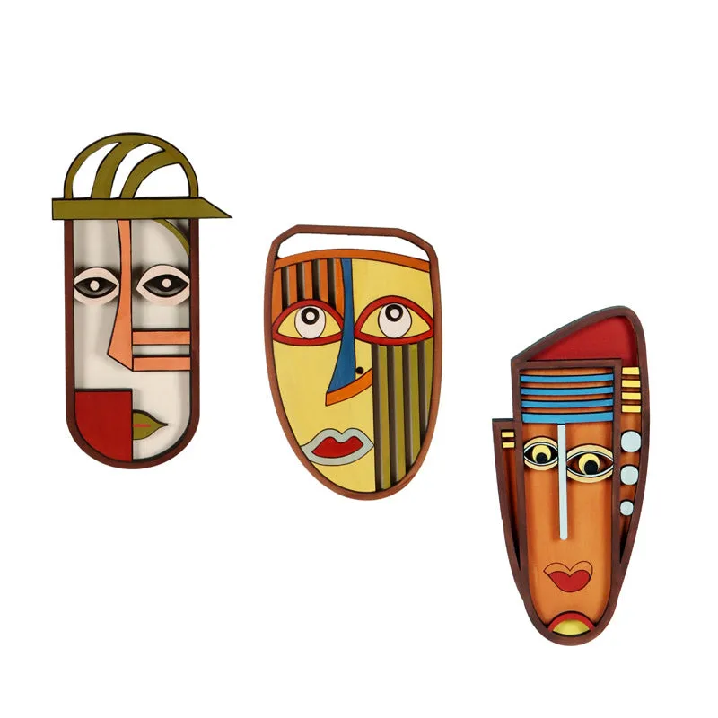 Kanishka Mask Wooden Wall Accent - Set of Three media 3