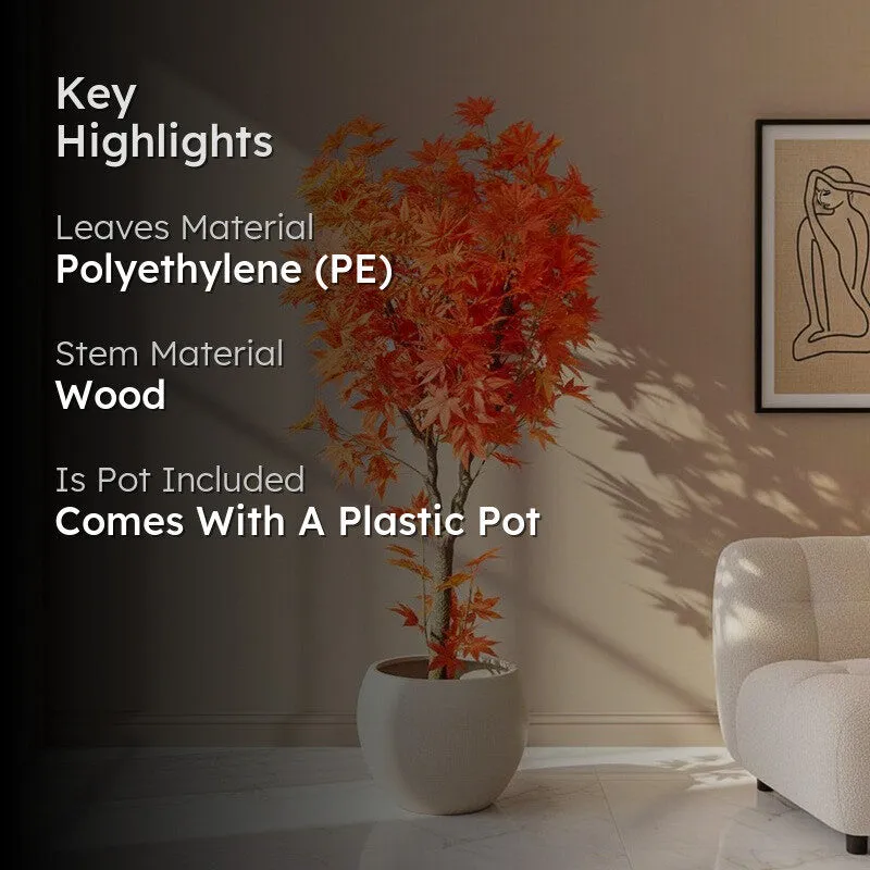 Crimson Leaf Artificial Maple Artificial Plant With Black Plastic Pot media 2