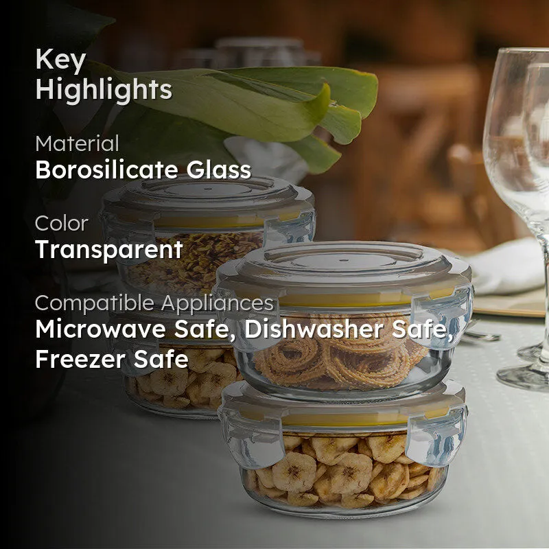 Bergner Glass Guard Airtight Glass Tiffin Box (Yellow/400 mL) - Set Of Four media 2