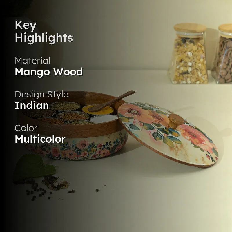 Pushpa Paatra Handcrafted Mango Wood Masala Box - 2
