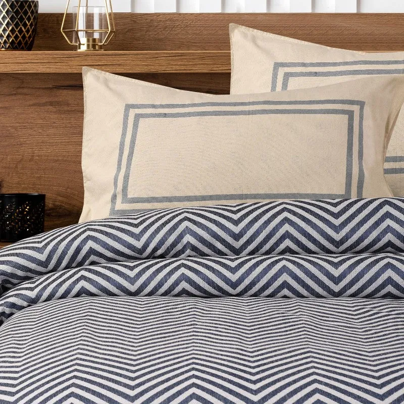 Wave Whisper Cotton Bedsheet (Blue) - 224 TC media 4