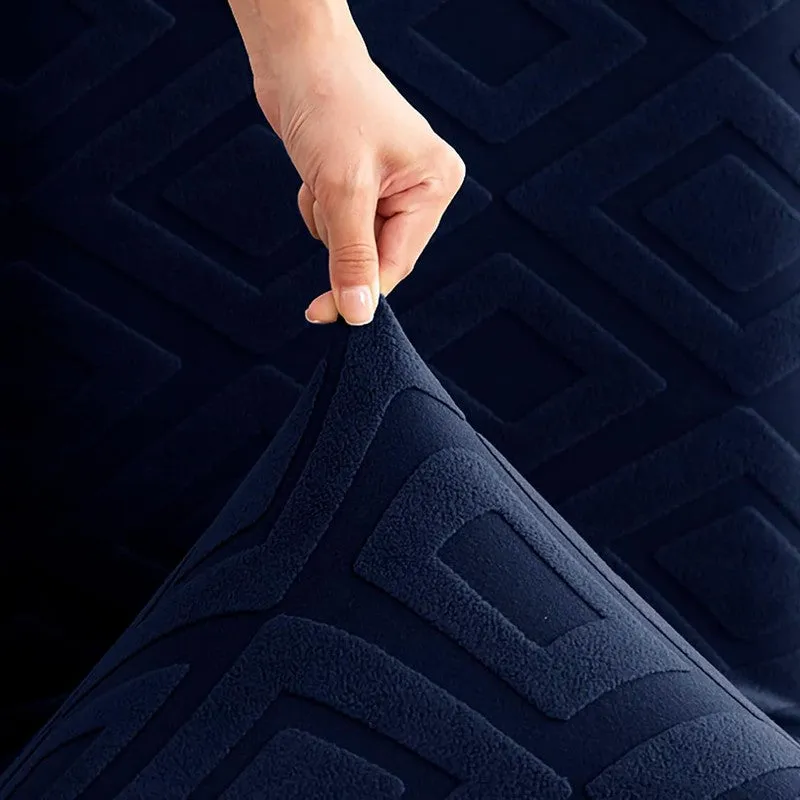 Diamante Jacquard Chair Cover (Navy Blue) - Set Of Two media 4