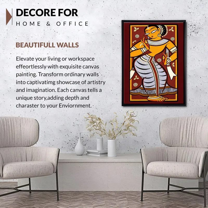 Indian Folk Canvas Wall Painting With Frame media 6