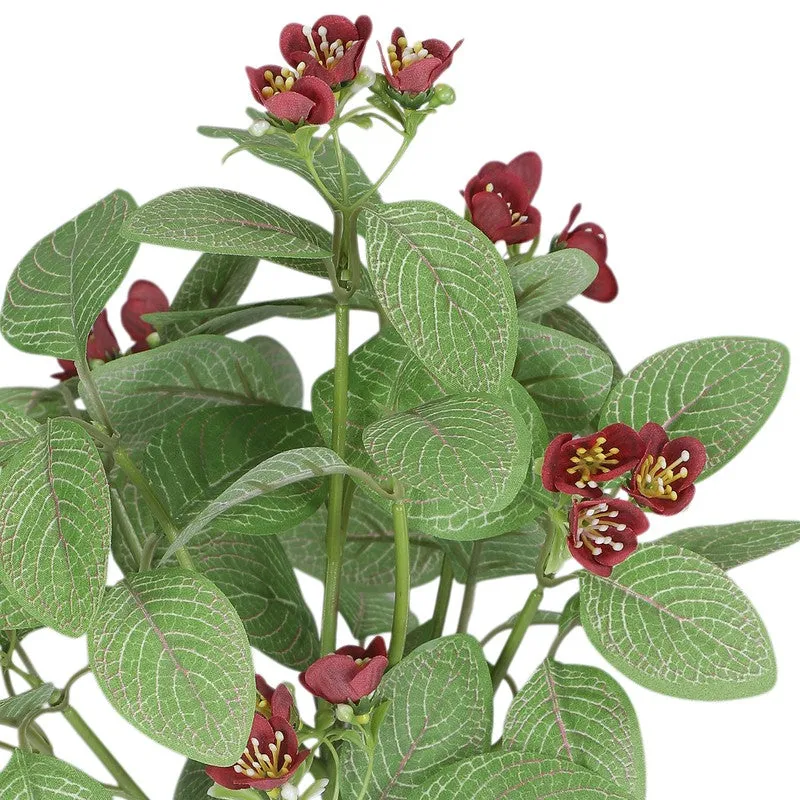 Artificial Red Blossom Plant With Black Plastic Pot media 2