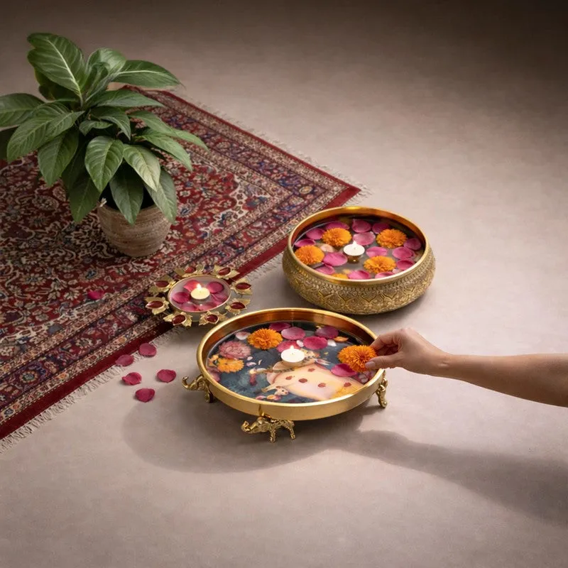 Divine Petal Aura Metal Urli - Set of Two media 7
