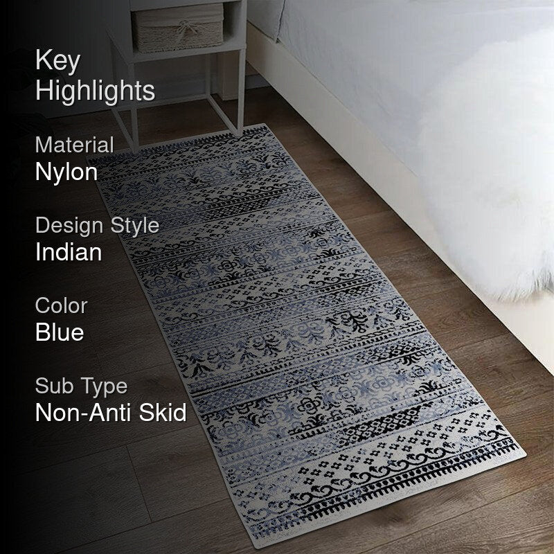 Karta Non-Anti Skid Nylon Runner Rug - Grey & Black media 2