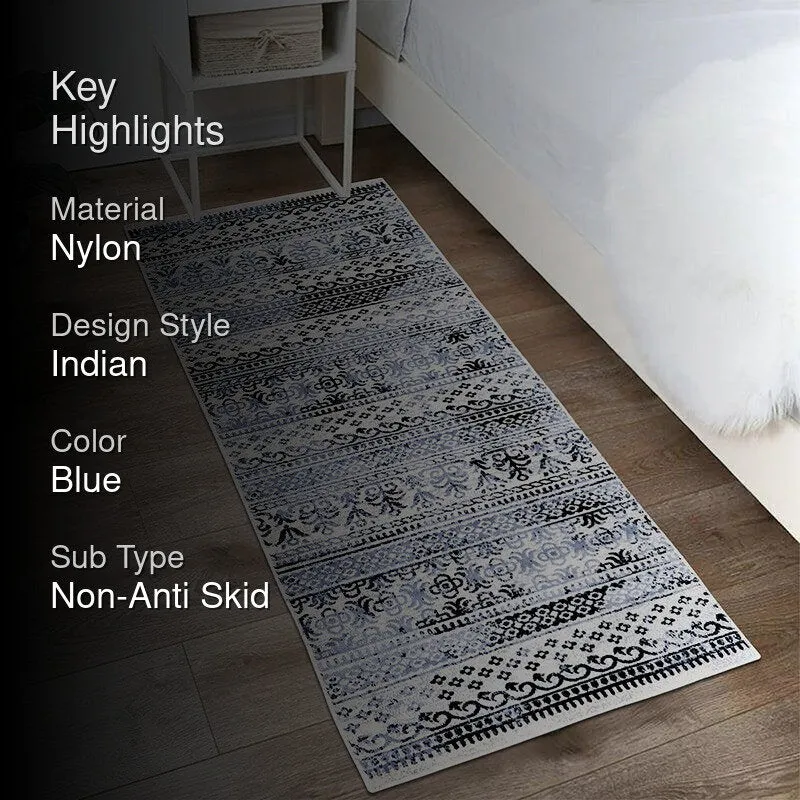 Karta Non-Anti Skid Nylon Runner Rug - Grey & Black media 2